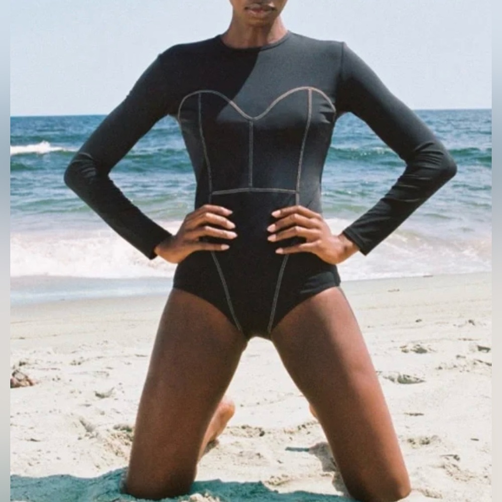 607.  Mara Hoffman Lido Surf One Piece Swim - Picture 3 of 13